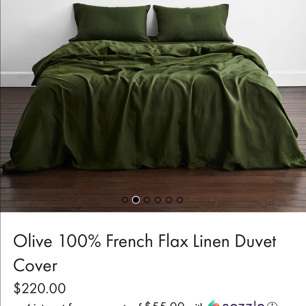 Bed Threads Olive 100% French Flax linen Duvet Cover Twin/Twin XL